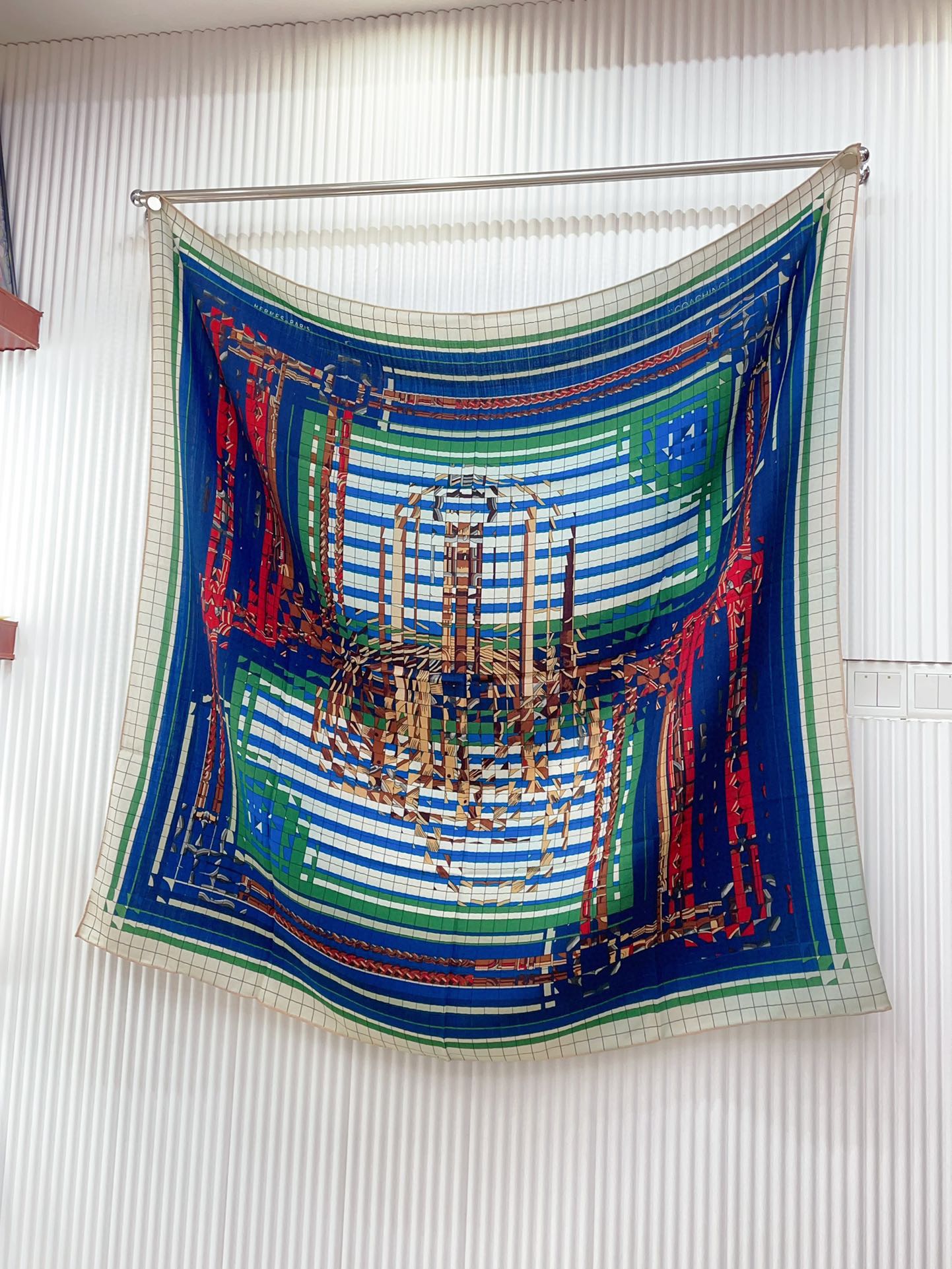 Coaching Deja-Vu Shawl 140 CM Dark Blue Colorful Cashmere And Silk 398262