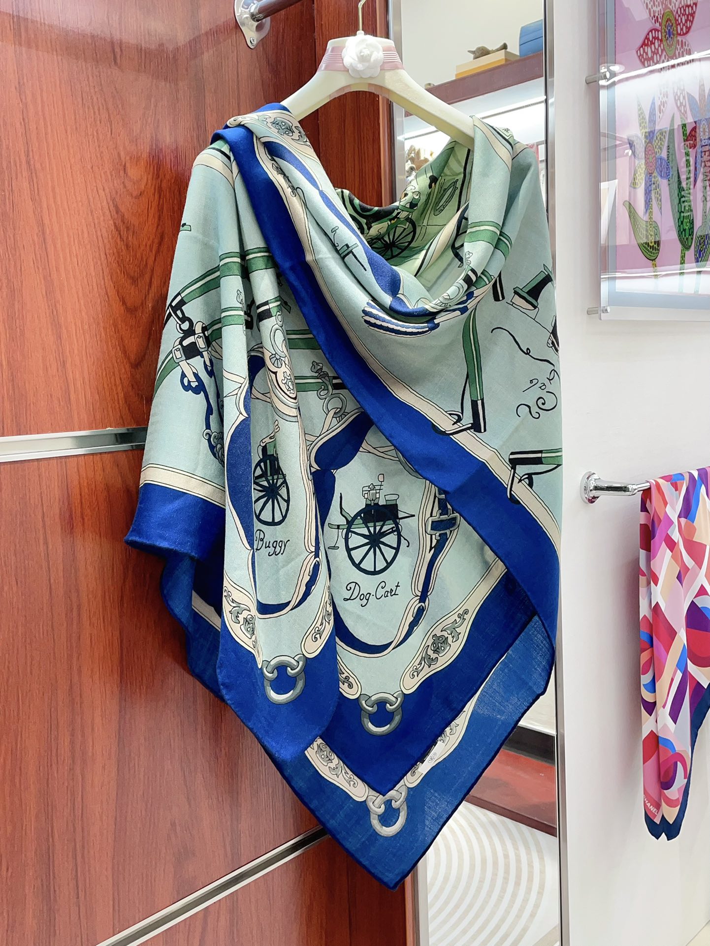 Palonniers Scarf 140 CM Jade Green Colorful Cashmere And Silk 401163