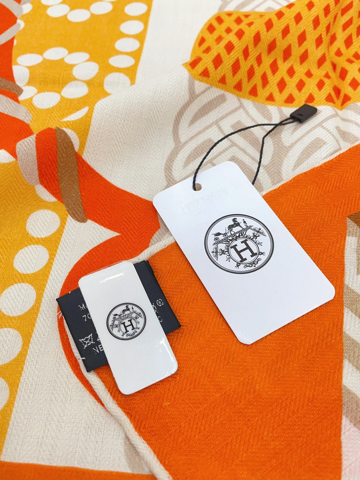 Fantaisie d'Etriers Shawl 135 CM Orange Colorful Cashmere And Silk 402081