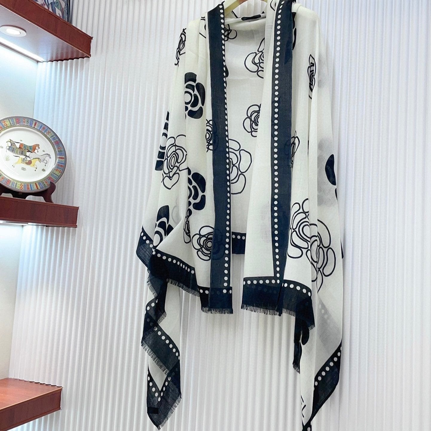 CC Scarf 190 CM In White Mix Black Cashmere  407268