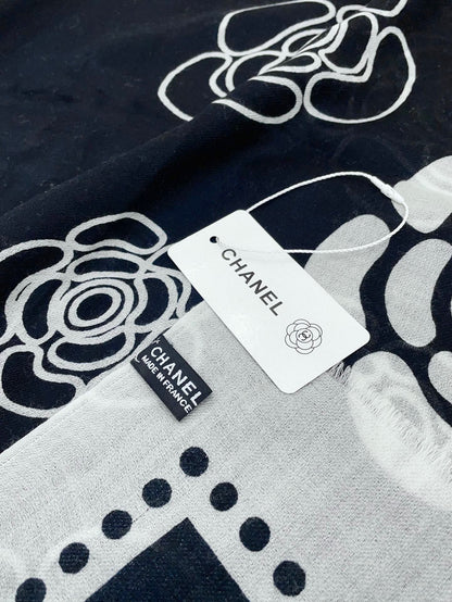 CC Scarf 190 CM In Black Mix White Cashmere  407269