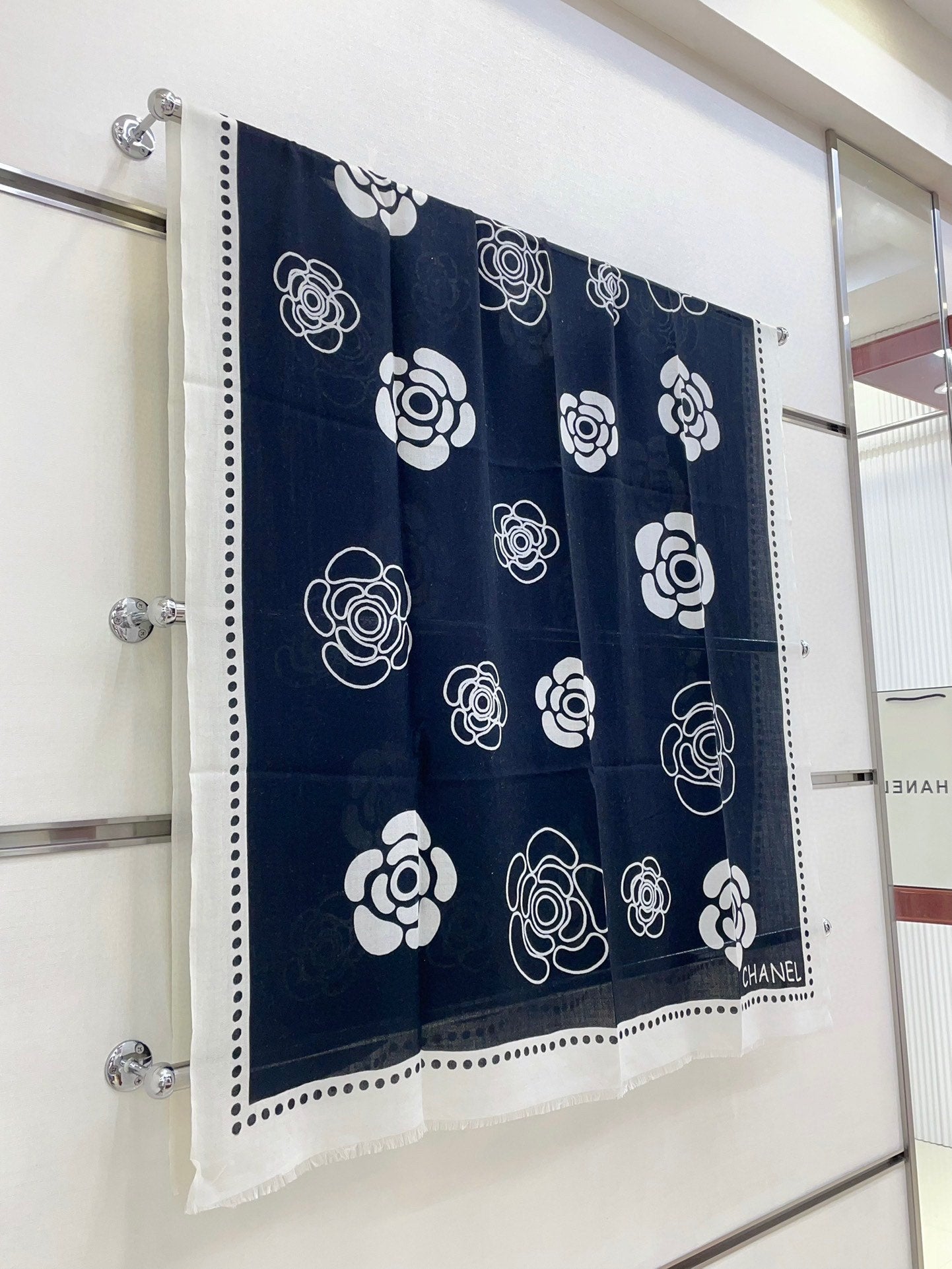 CC Scarf 190 CM In Black Mix White Cashmere  407269