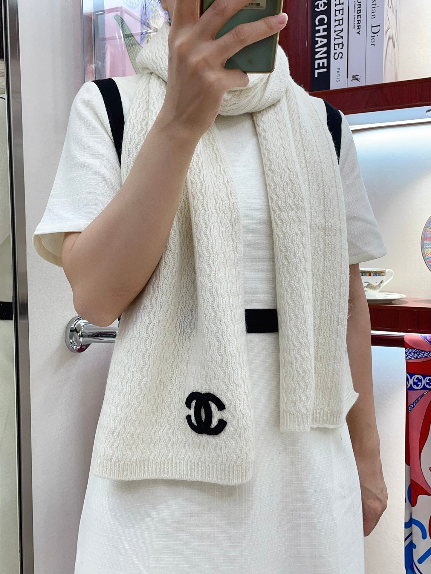 CC Scarf 180 CM In White Wool 413760