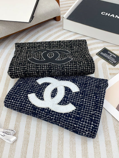 CC Scarf 190 CM In Charcoal Blue Mix White Cashmere  421408