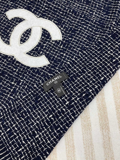 CC Scarf 190 CM In Charcoal Blue Mix White Cashmere  421408