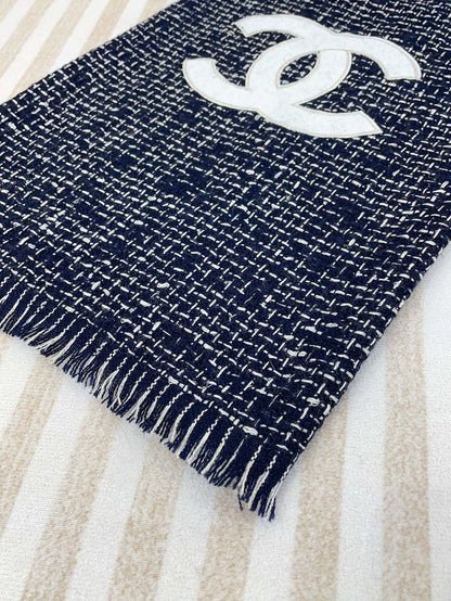 CC Scarf 190 CM In Charcoal Blue Mix White Cashmere  421408