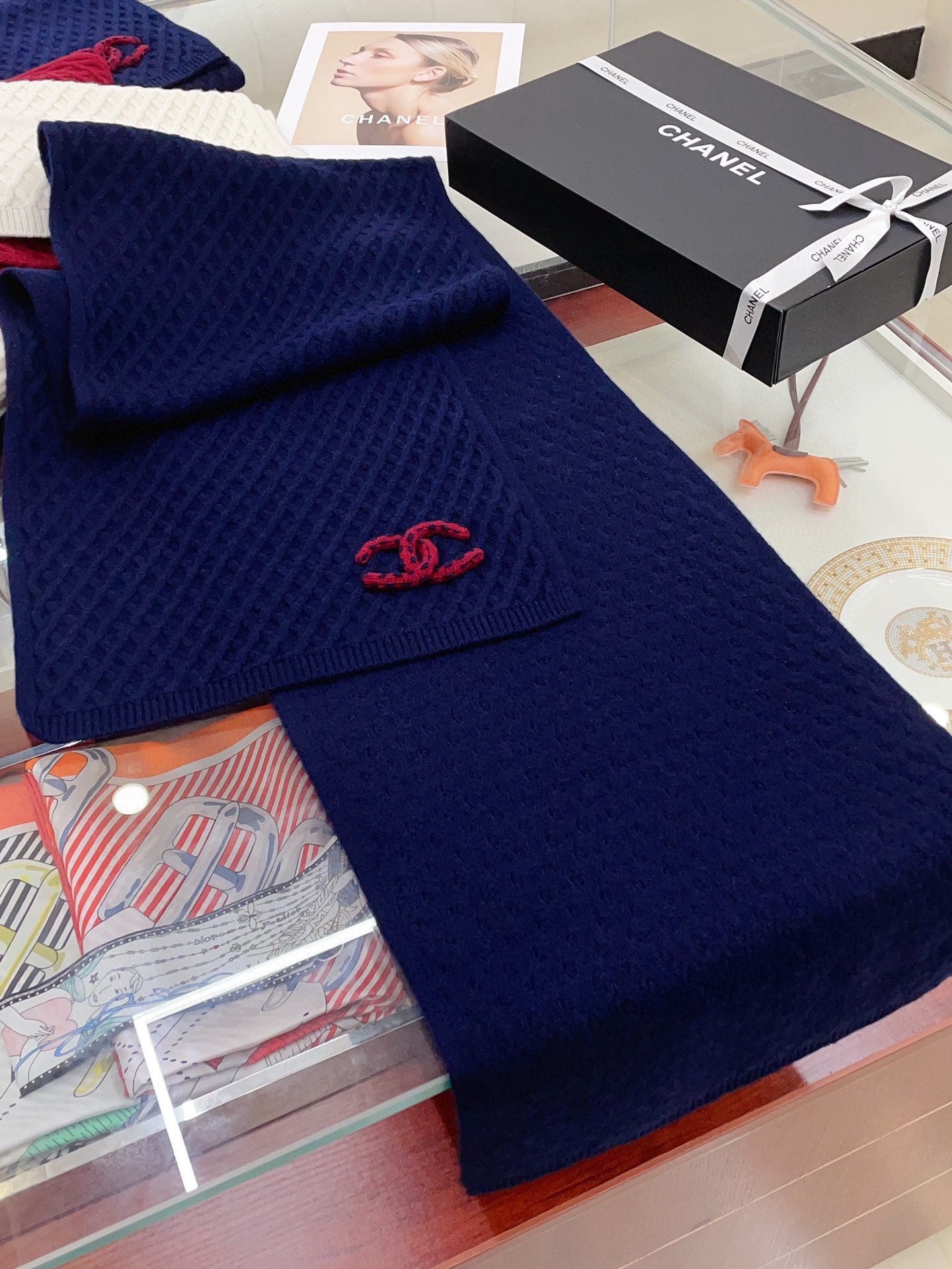 CC Scarf 170 CM In Charcoal Blue Cashmere 421412