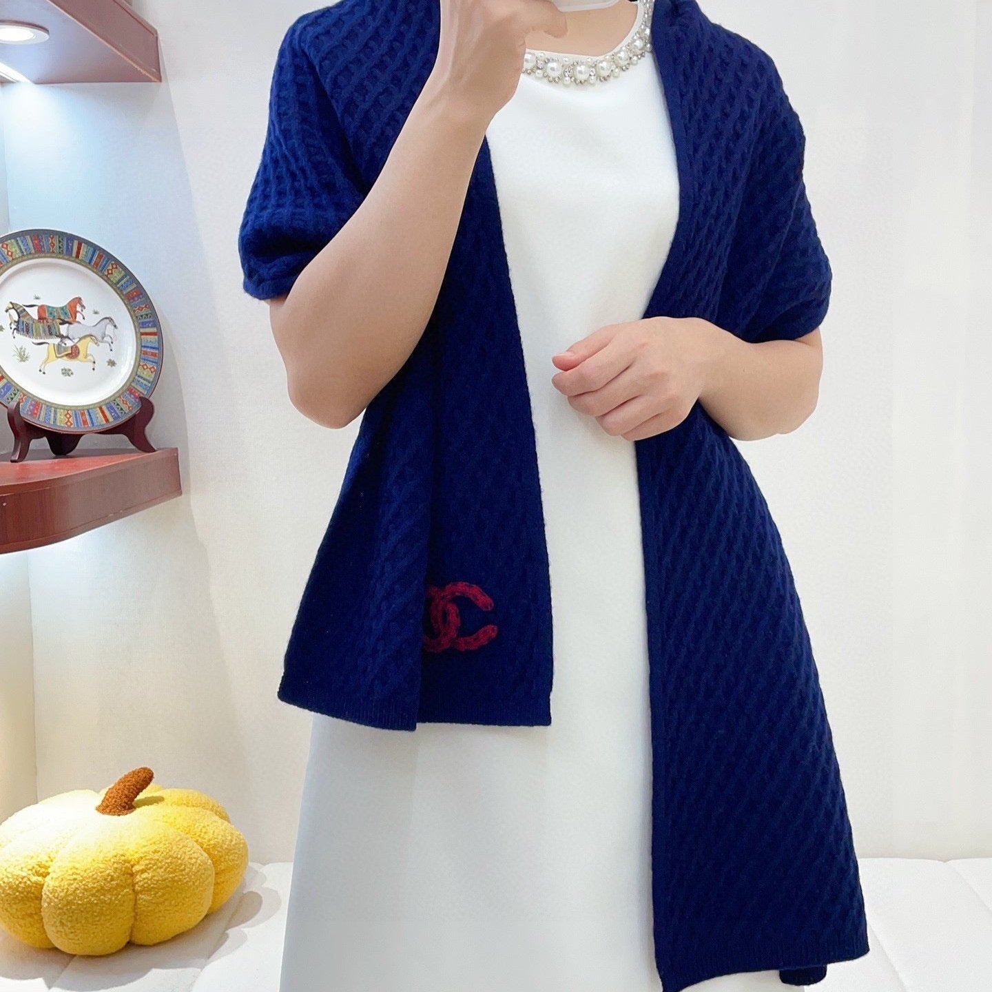CC Scarf 170 CM In Charcoal Blue Cashmere 421412