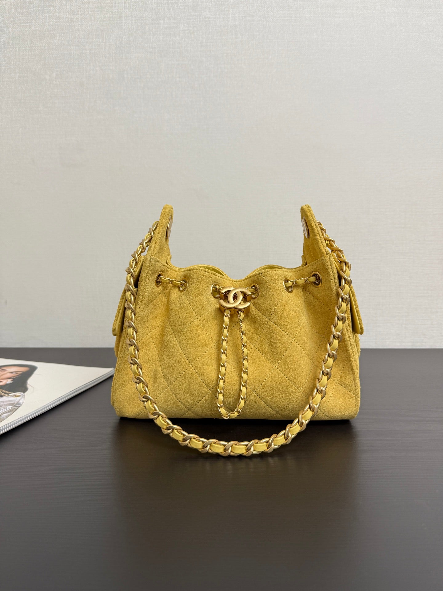 Chanel 2026 Hobo Bag 22cm Yellow Suede