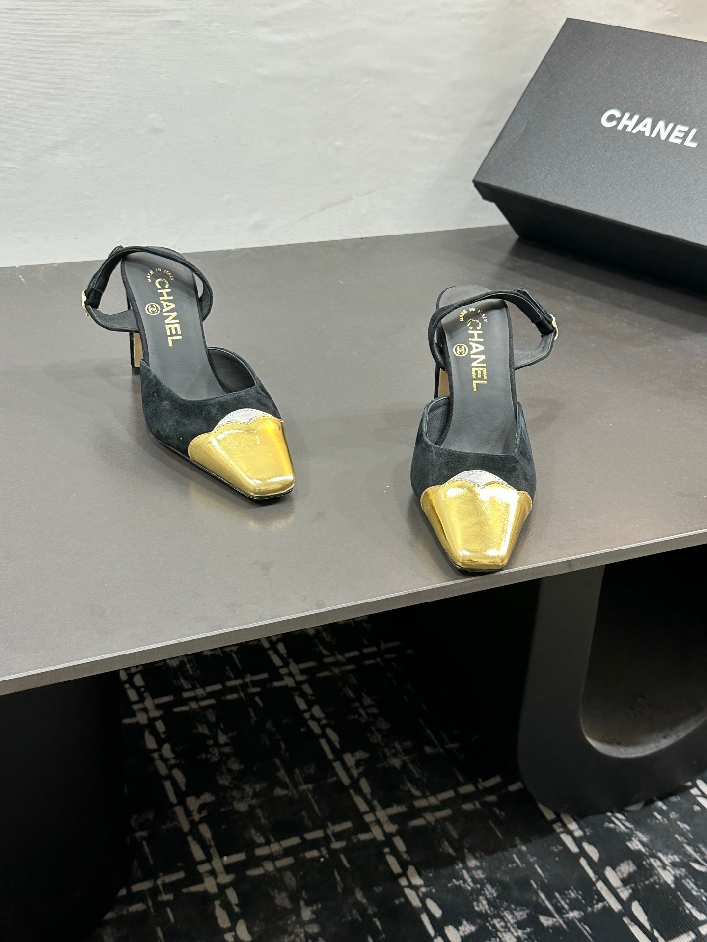 Chanel 2026 Back Strap Square Heels Pumps Leather Sheepskin 832511
