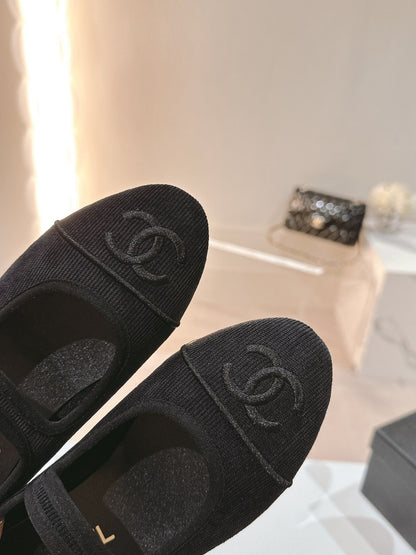 mary jane flat black corduroy