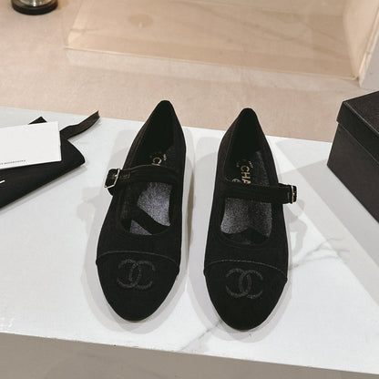 mary jane flat black corduroy
