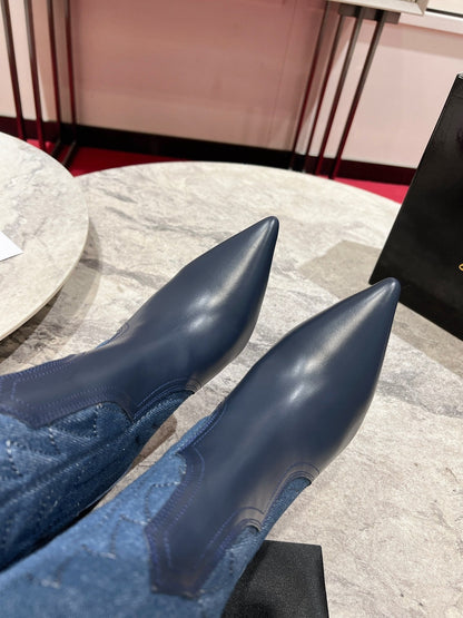 CL Santiabooty 85 Mm Low Boots Nappa Leather And Denim