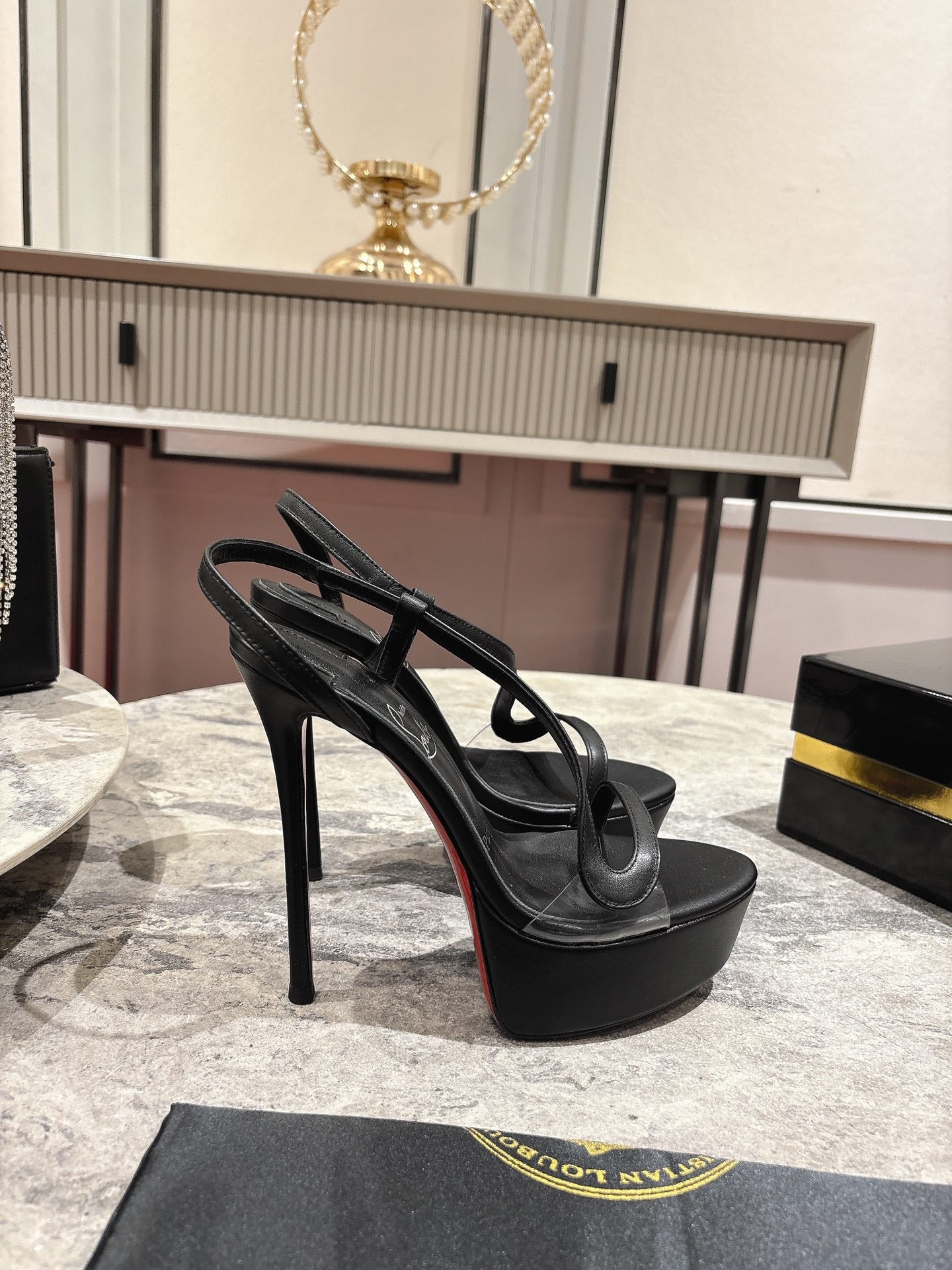 CL 2026 Rosalie Alta 150mm Sandal Black Leather 272350