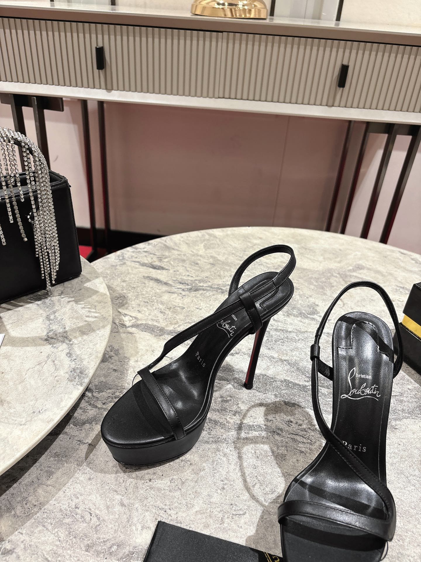 CL 2026 Rosalie Alta 150mm Sandal Black Leather 272350