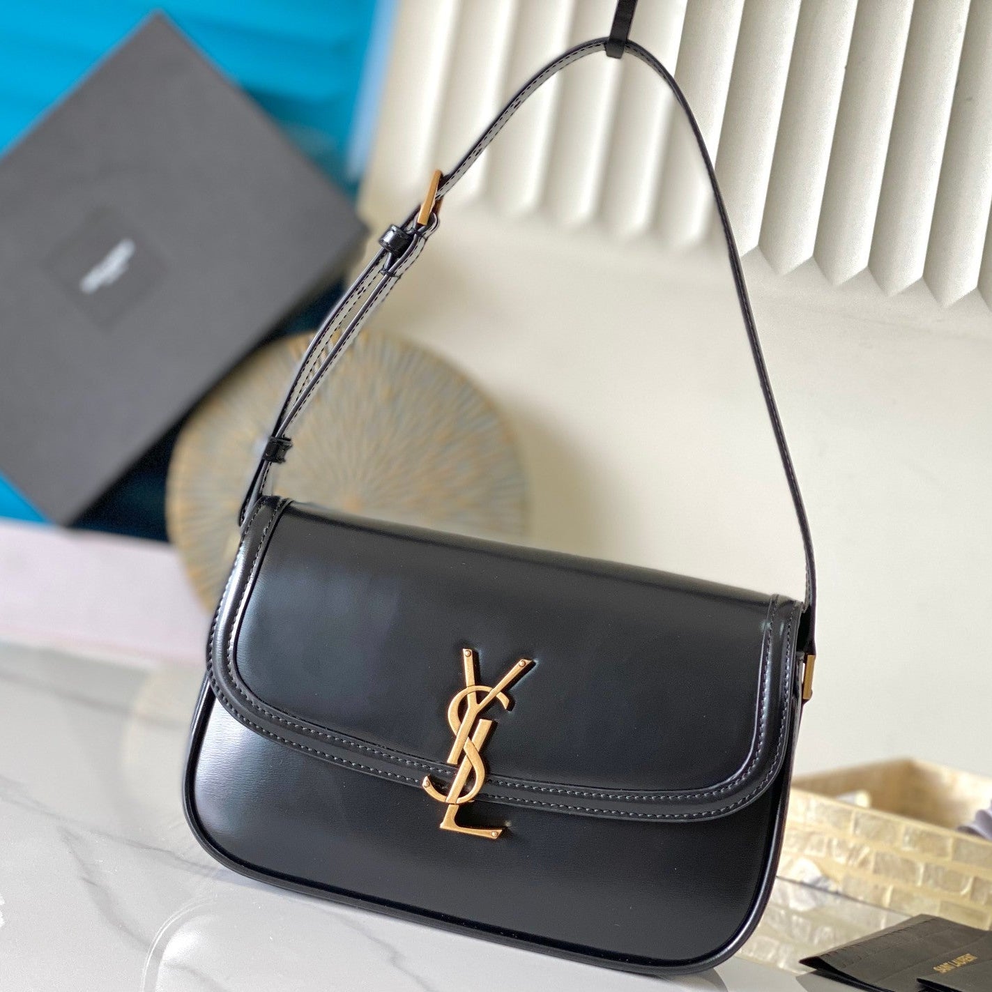 YSL 2026 Saint Laurent Solferino Box Shoulder Bag 24.5cm Calfskin