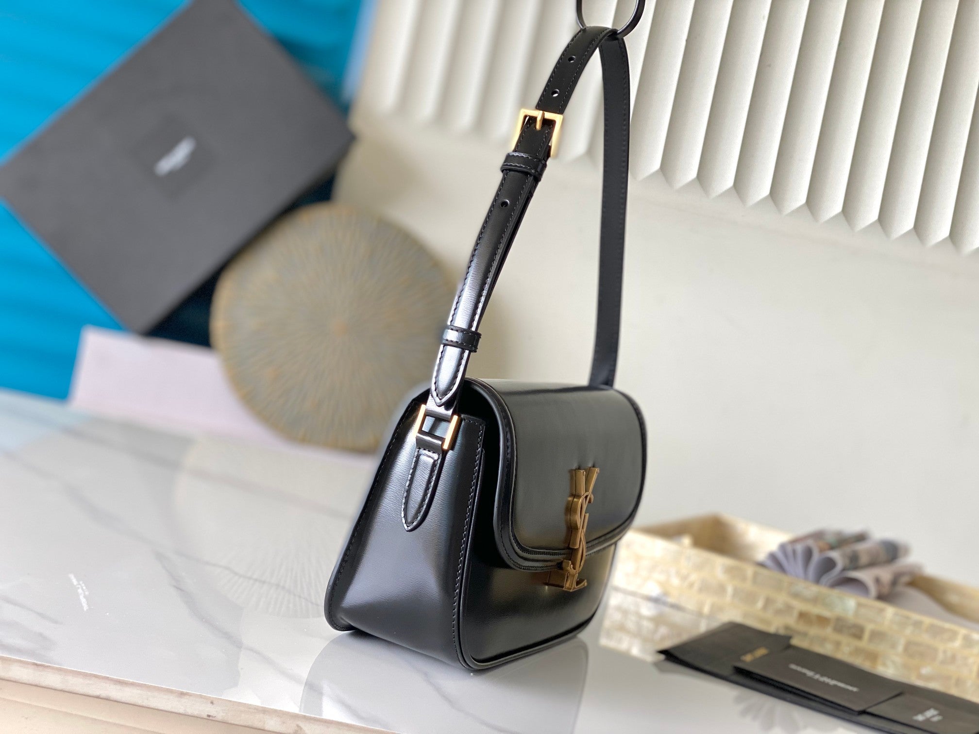 YSL 2026 Saint Laurent Solferino Box Shoulder Bag 24.5cm Calfskin