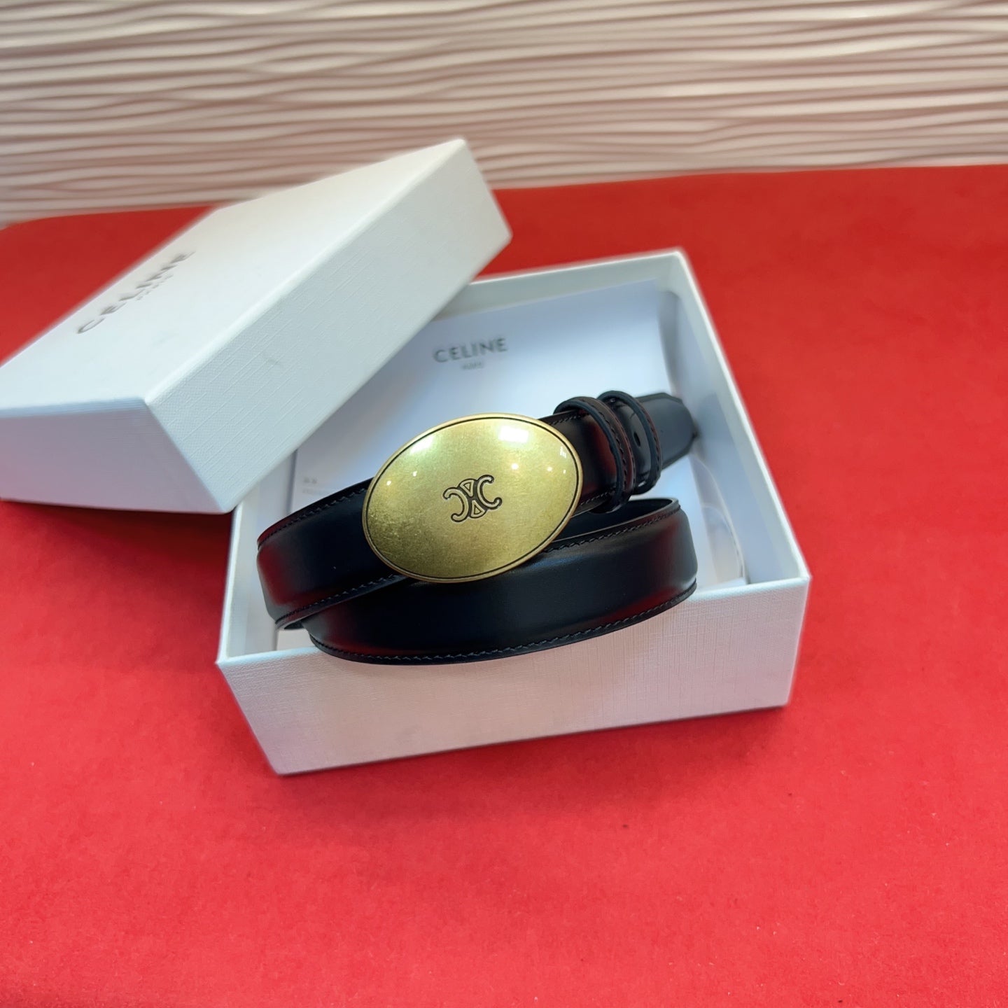 Celine 2026 Teen Triophe Belt 2.5cm Leather