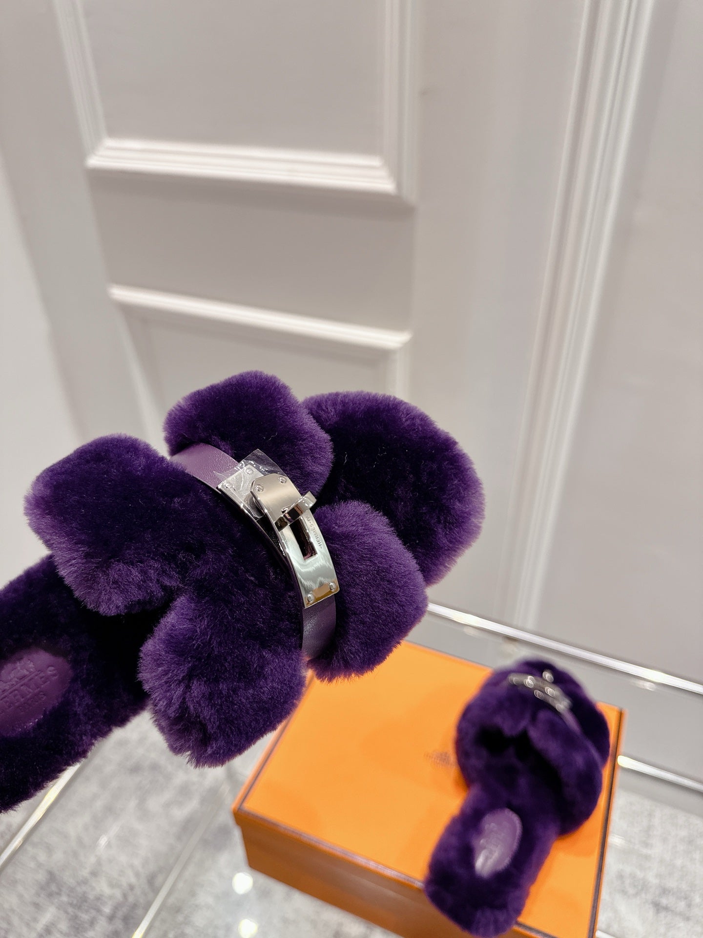 HM Oran slippers sliver buckle purple wool