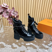 LV Laureate Platform Desert Boot 70mm Black Suede