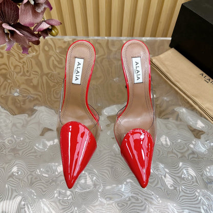 Alaila Mule 100mm In Red Lambskin 957216