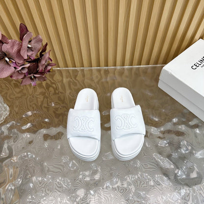 CELINE 25 Sline Sandal White Sheepskin 285911