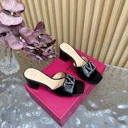 VT 25 Vlogo Mule Black Snakeskin Leather