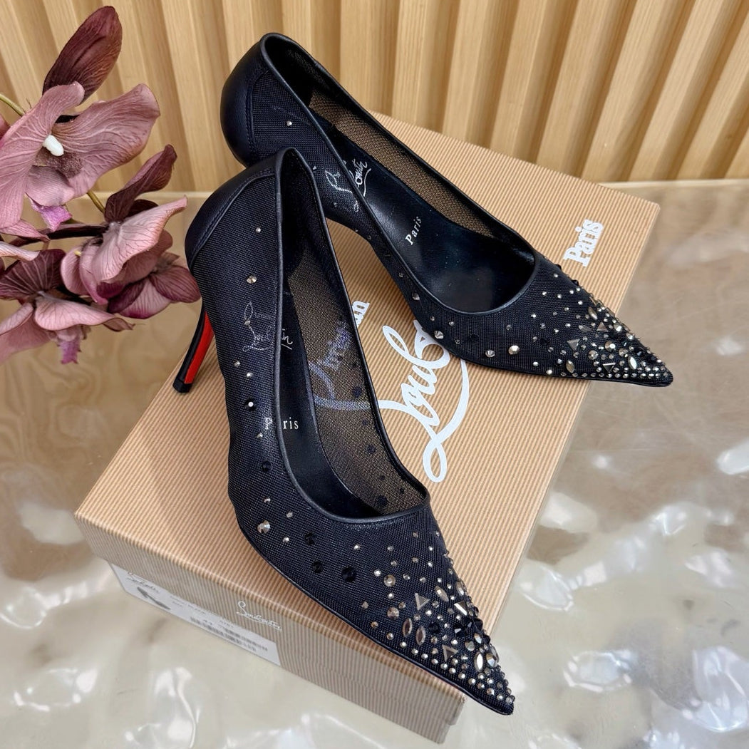 Christian Louboutin 2026 Miss Z Degrastrass 80mm Pumps Mesh Crystal Embellishments 776009