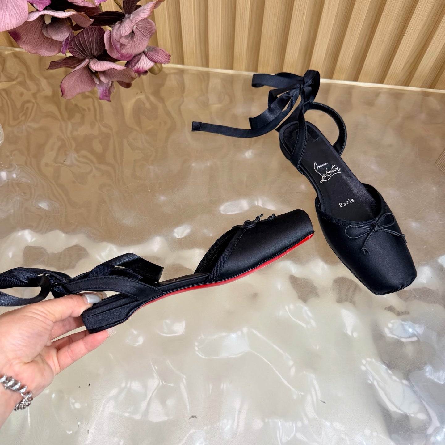Christian Louboutin 2026 Sweetie Jane Strass Ballerina Flat Silk Leather 853090
