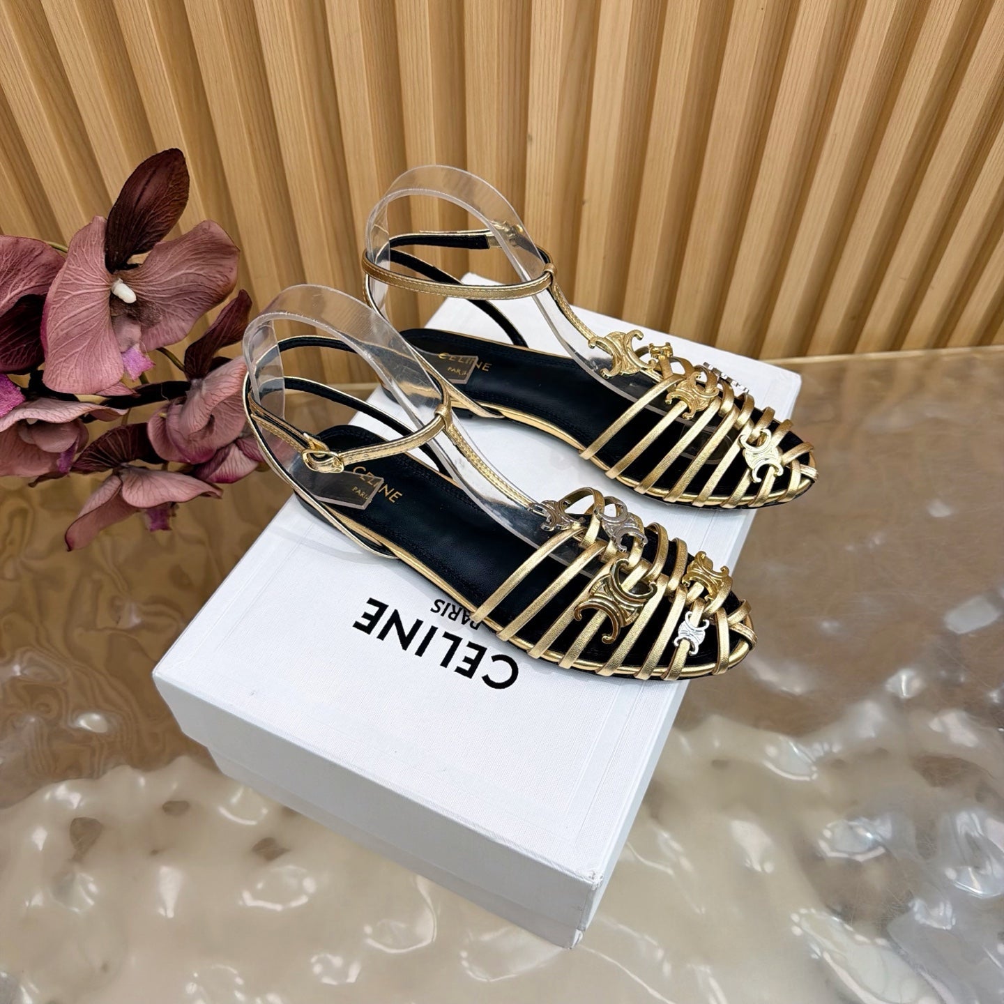 Celine 2026 Arc de Triomphe Cage Flat Sandal Calfskin 228208