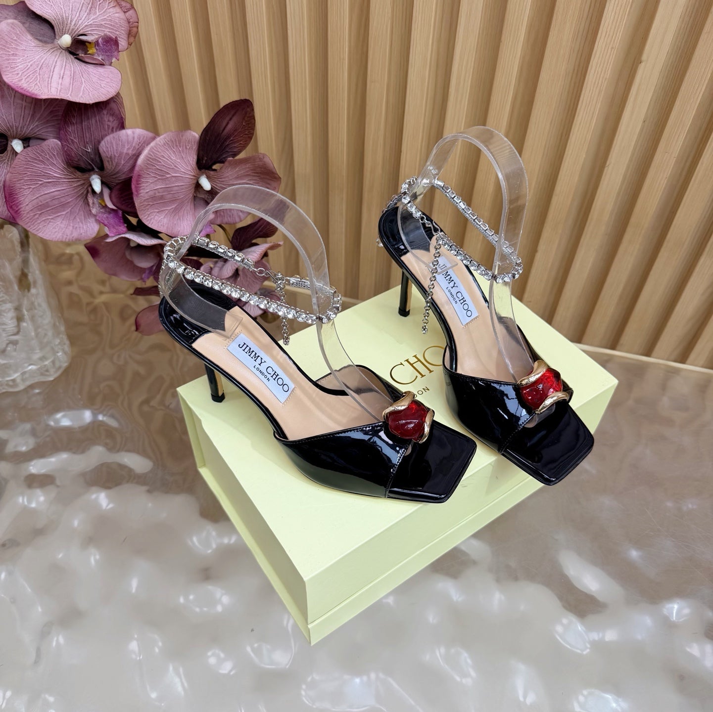 Jimmy Choo 2026 Amber Buckle Sandals 85mm Patent Leather 949779