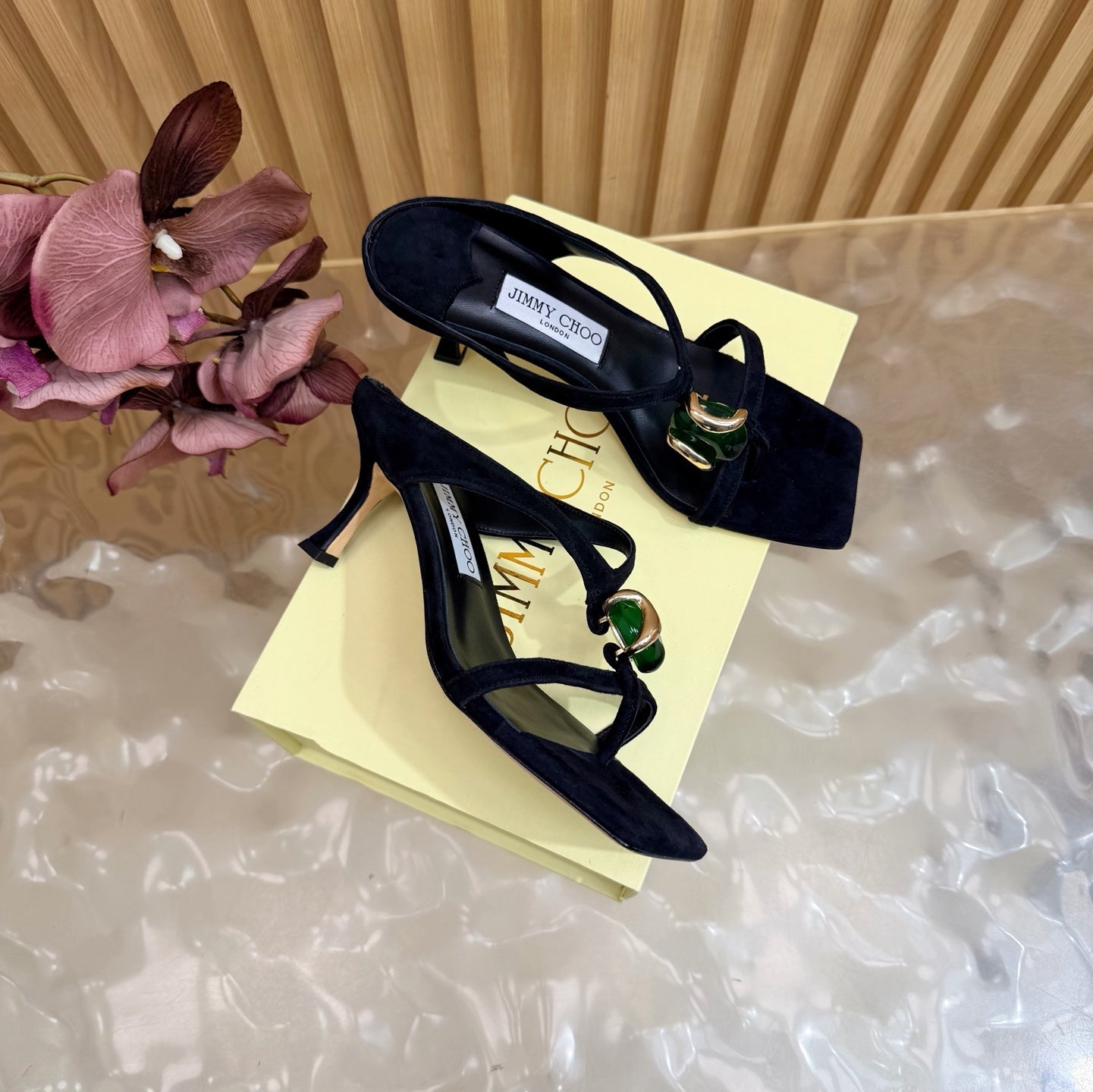 Jimmy Choo 2026 Emeri Stone Sandals 85mm Suede 949785