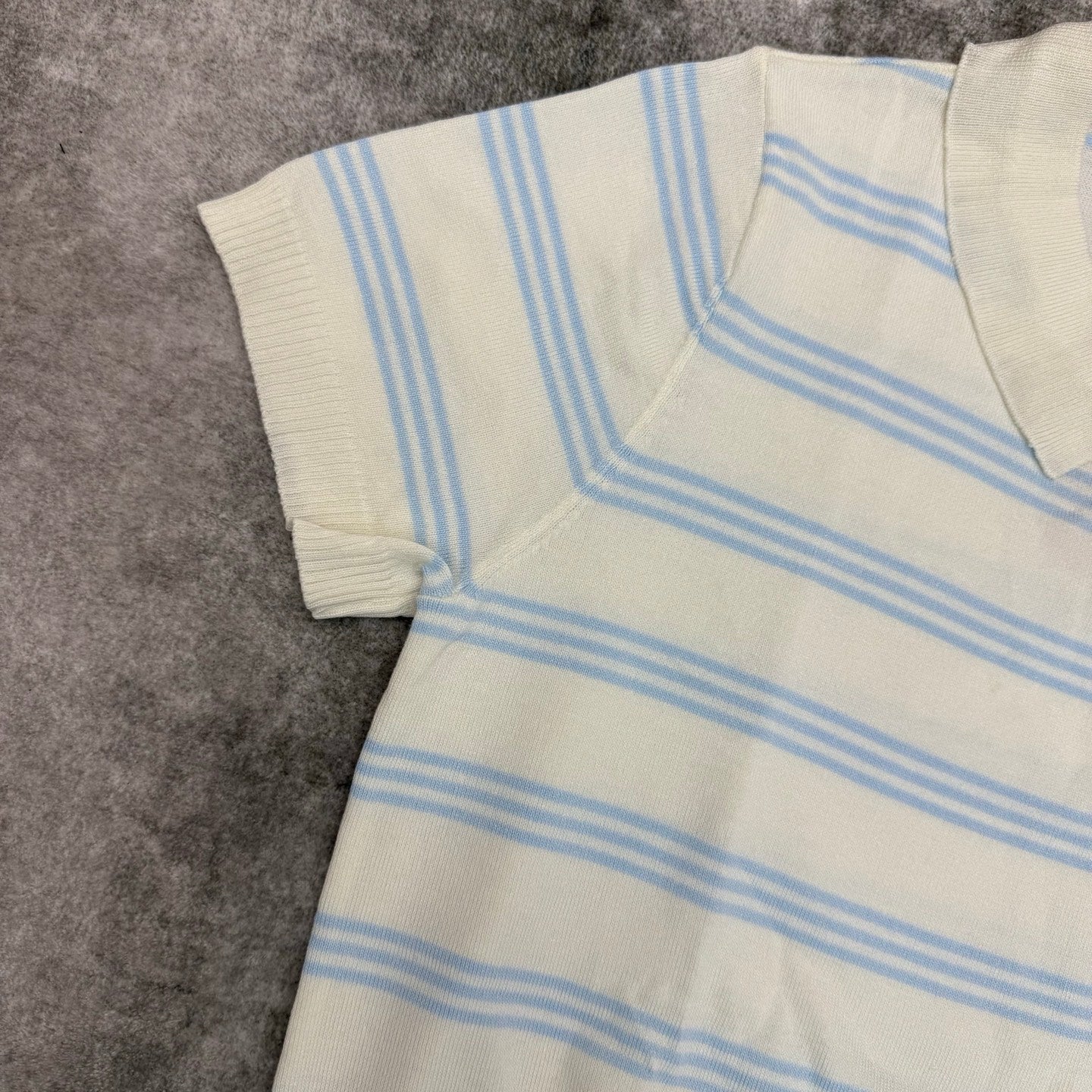 Miumiu 2026 Striped Knit Polo Shirt Features Light Blue Stripes