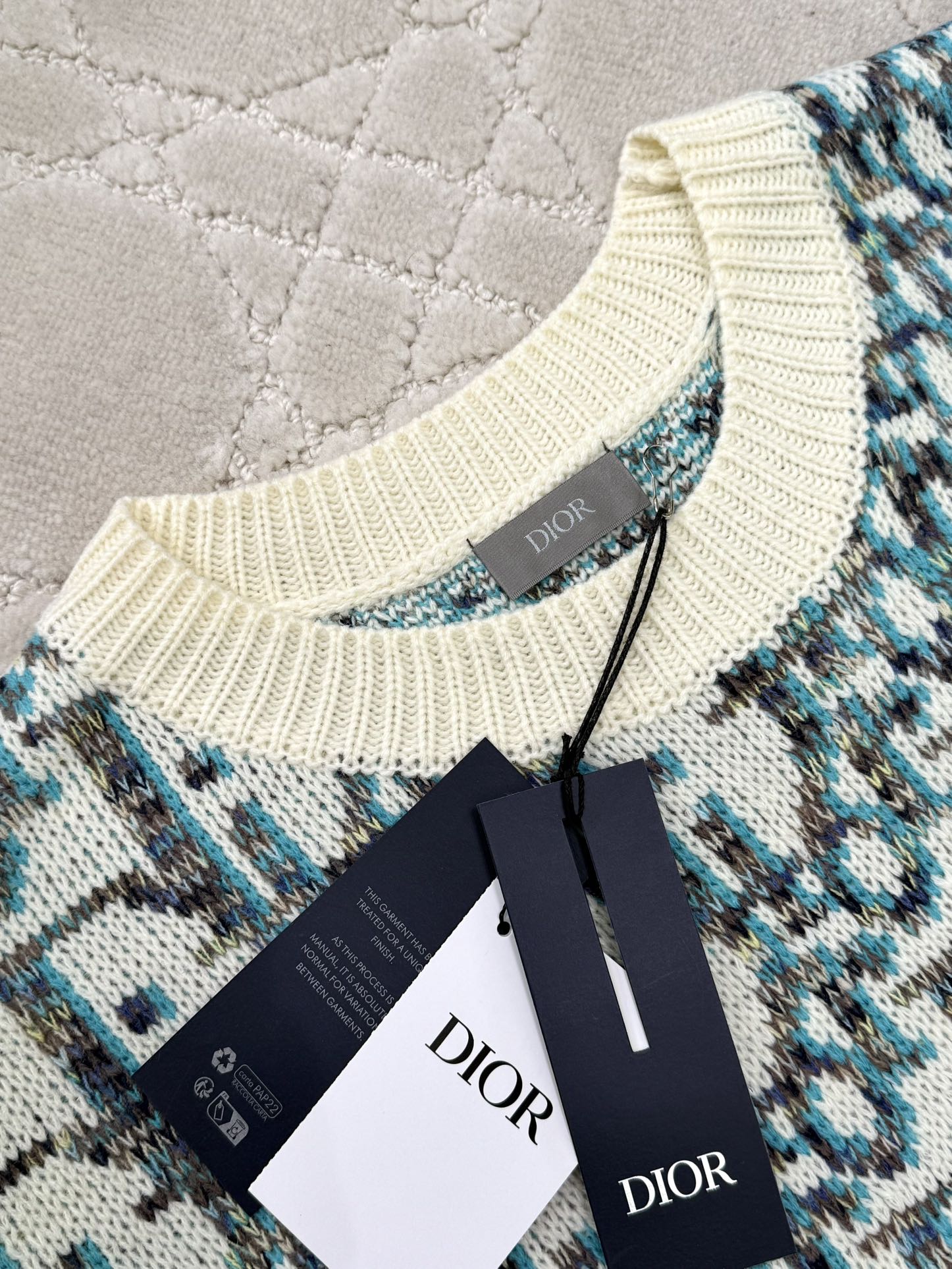 CD 25 Pullover Sweater Cream Blue-green Wool