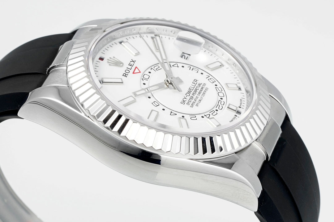 Rolex Sky-Dweller 42mm Stainless Steel Case White Dial Rubber Strap