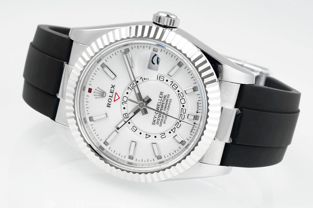 Rolex Sky-Dweller 42mm Stainless Steel Case White Dial Rubber Strap
