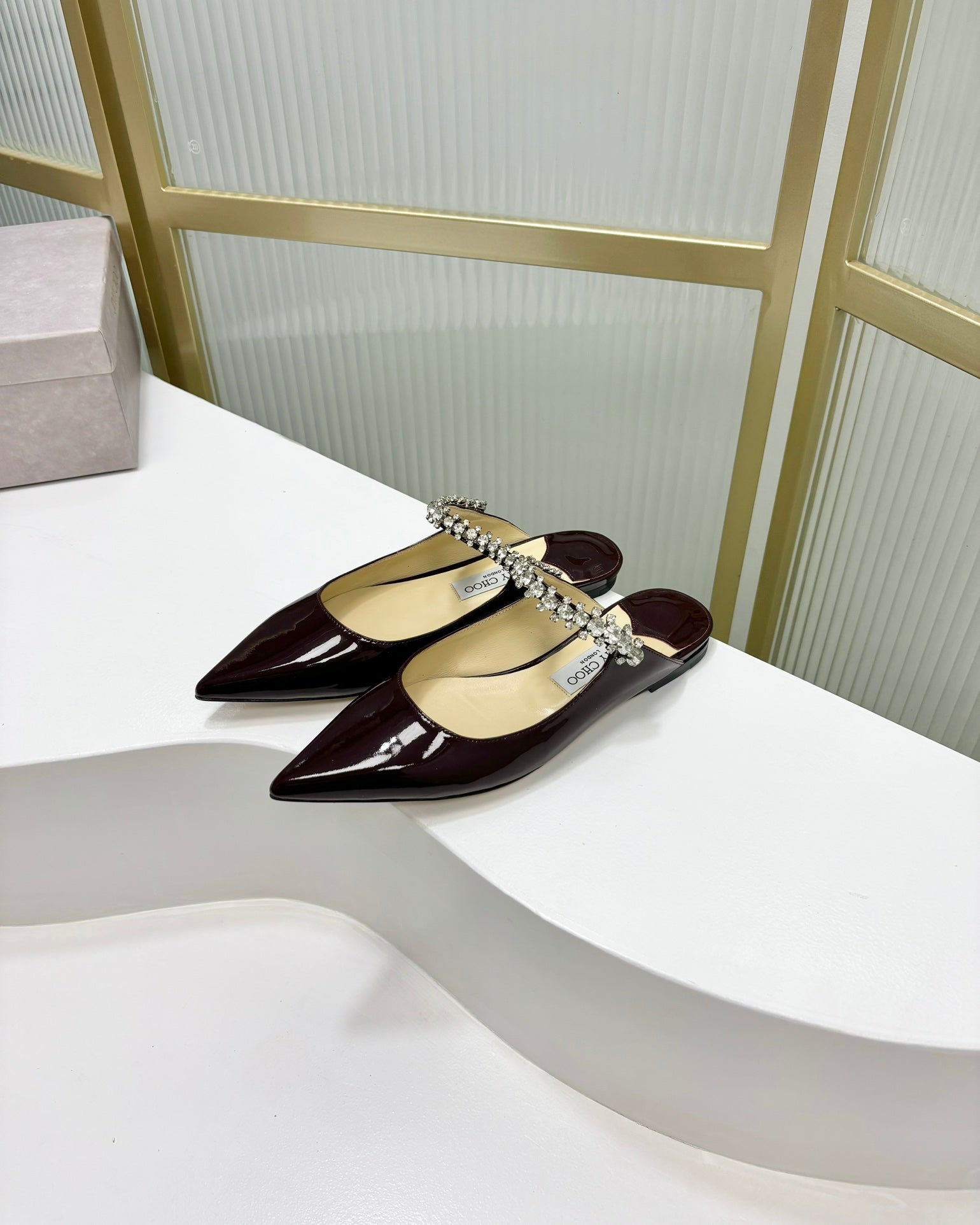 Jimmy Bing In  Dark Burgundy Glossy Cowhide Mules  587752