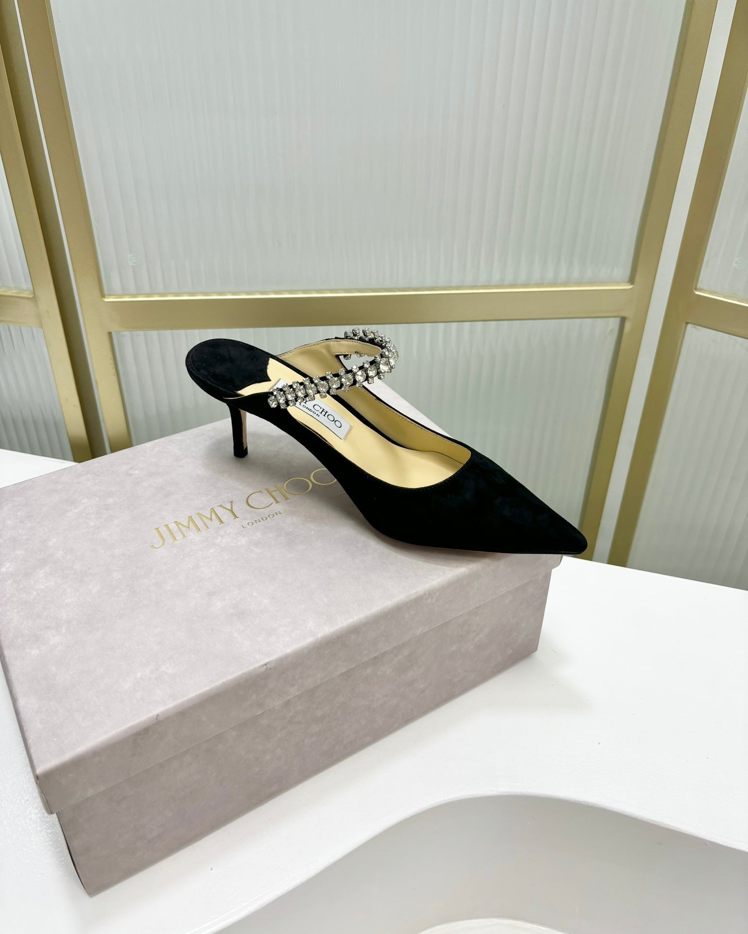Jimmy Bing 65mm In Black Suede Mules 587764