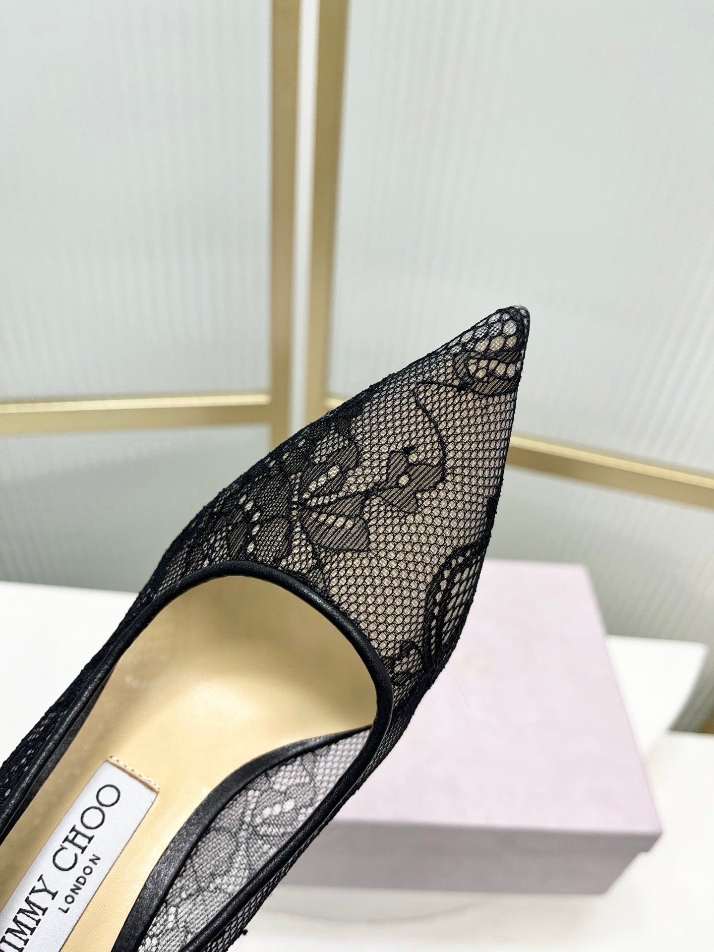 Jimmy 26s Heel Pump 85 Black Beige Lace Sheepskin 605953