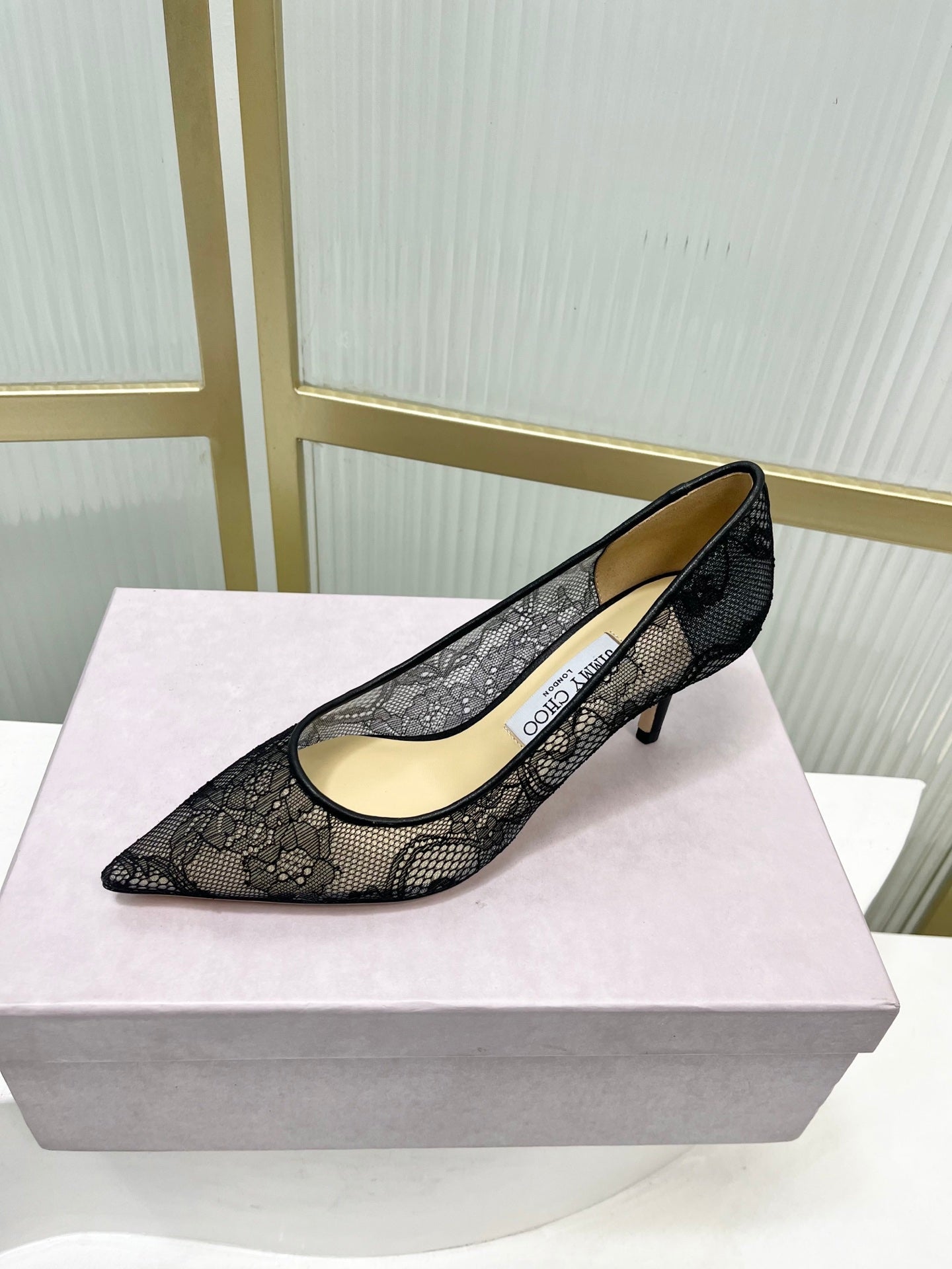 Jimmy 26s Heel Pump 65 Black Beige Lace Sheepskin 605954