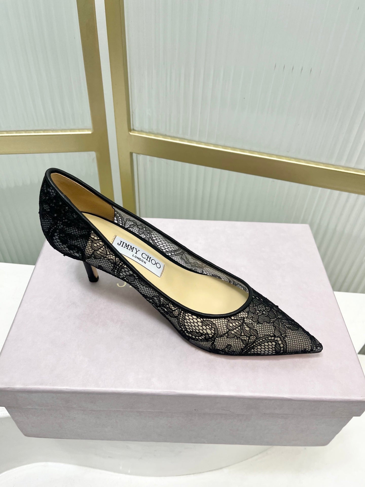 Jimmy 26s Heel Pump 65 Black Beige Lace Sheepskin 605954