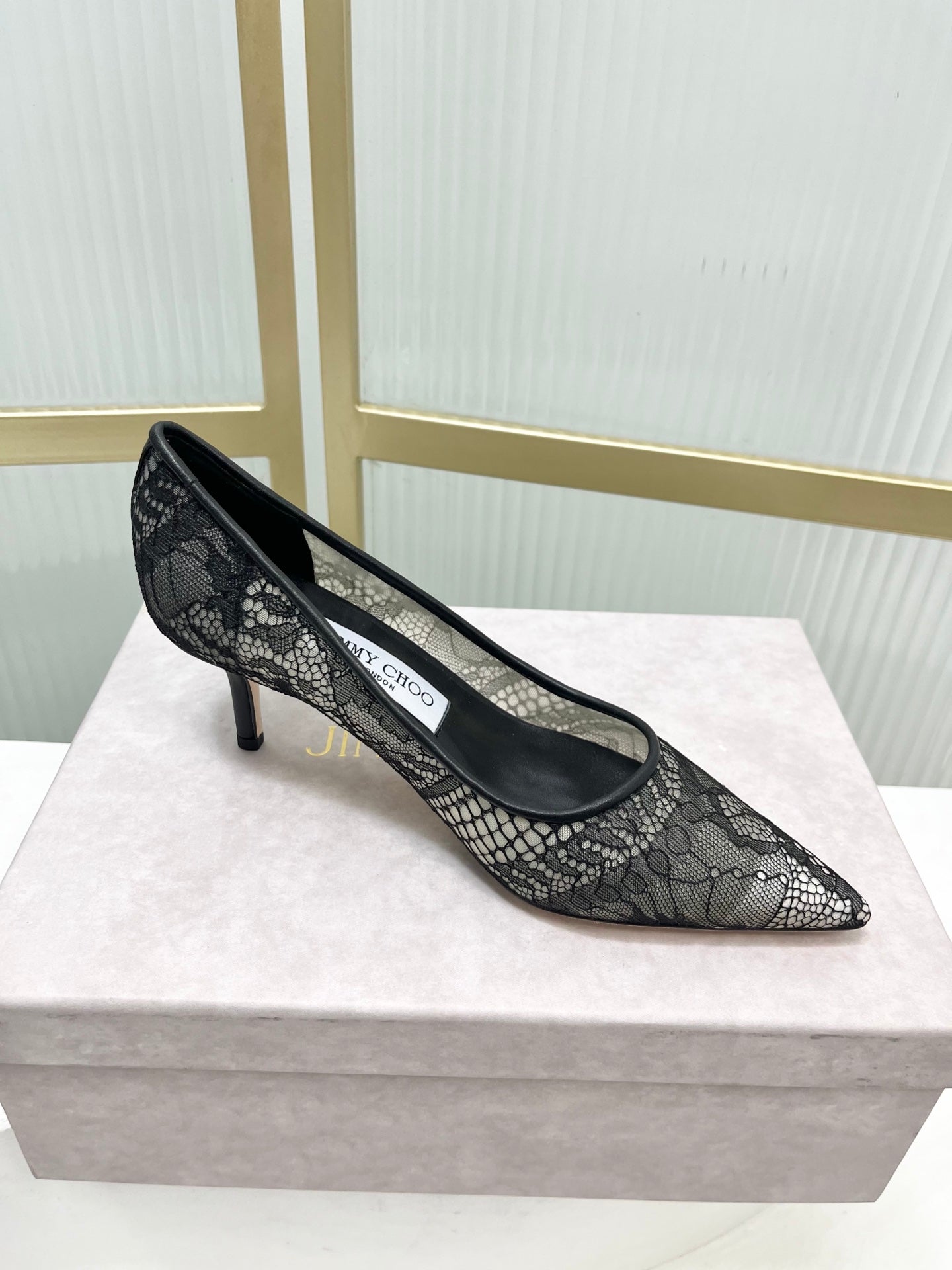Jimmy 26s High Heel Pump 65 Black Lace Sheepskin 605957