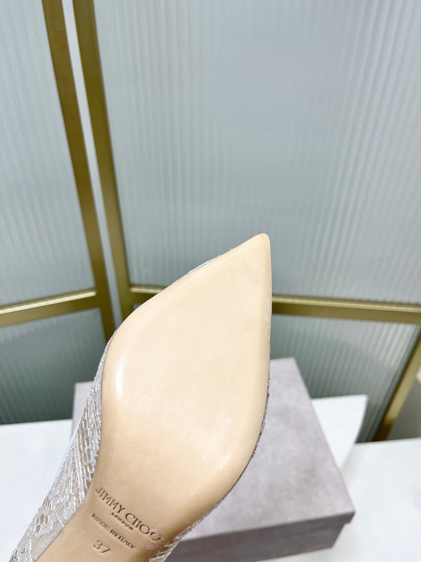 Jimmy 26s Heel Pump 85 White Beige Lace Sheepskin 605960