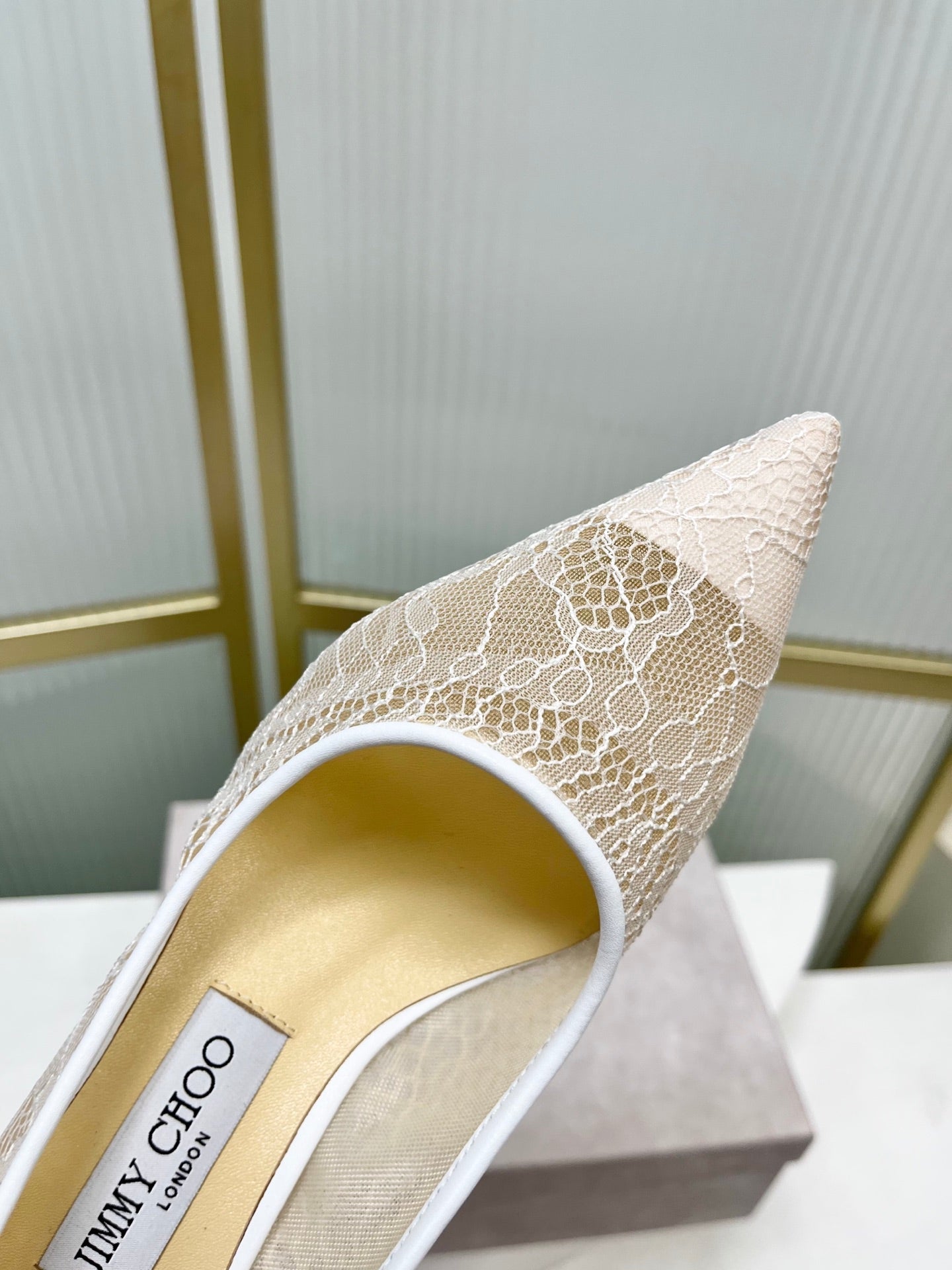 Jimmy 26s Heel Pump 65 White Beige Lace Sheepskin 605961