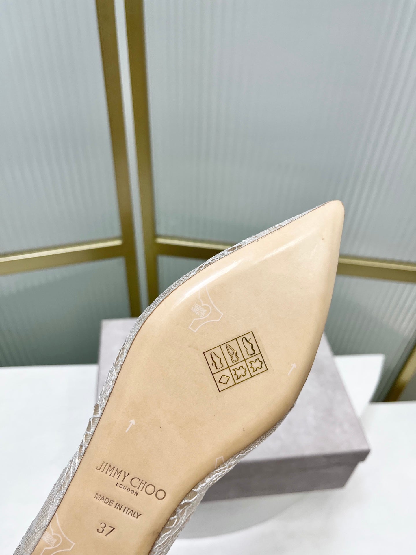 Jimmy 26s Ballet Flats White Beige Lace Sheepskin 605962