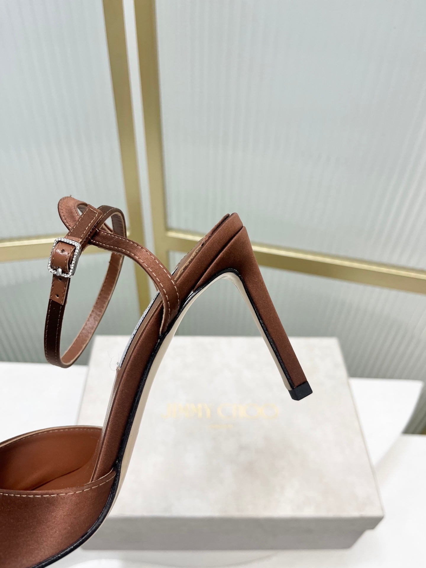 Jimmy 26s Peep-Toe High Heels  85 Brown Sheepskin 605974