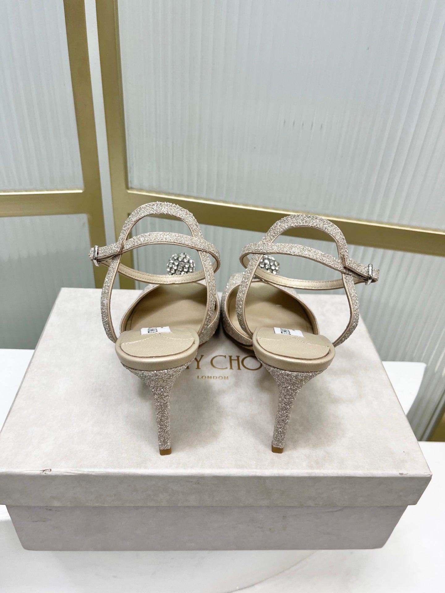 Jimmy 26s Peep-Toe High Heels  85 Beige Lace Sheepskin 605976