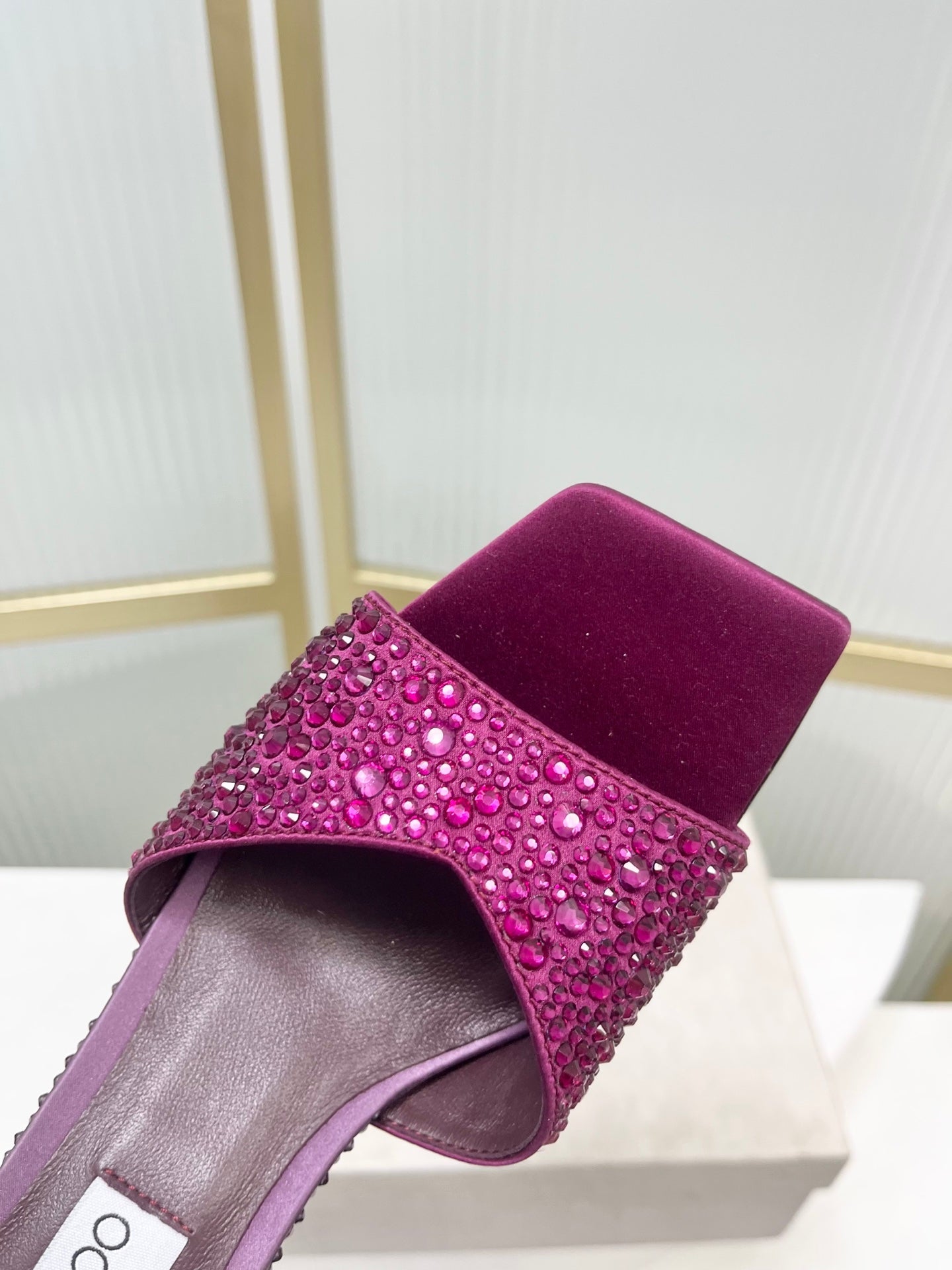 Jimmy 26s High-Heeled Slippers 65 Purple Diamond Sheepskin  605979
