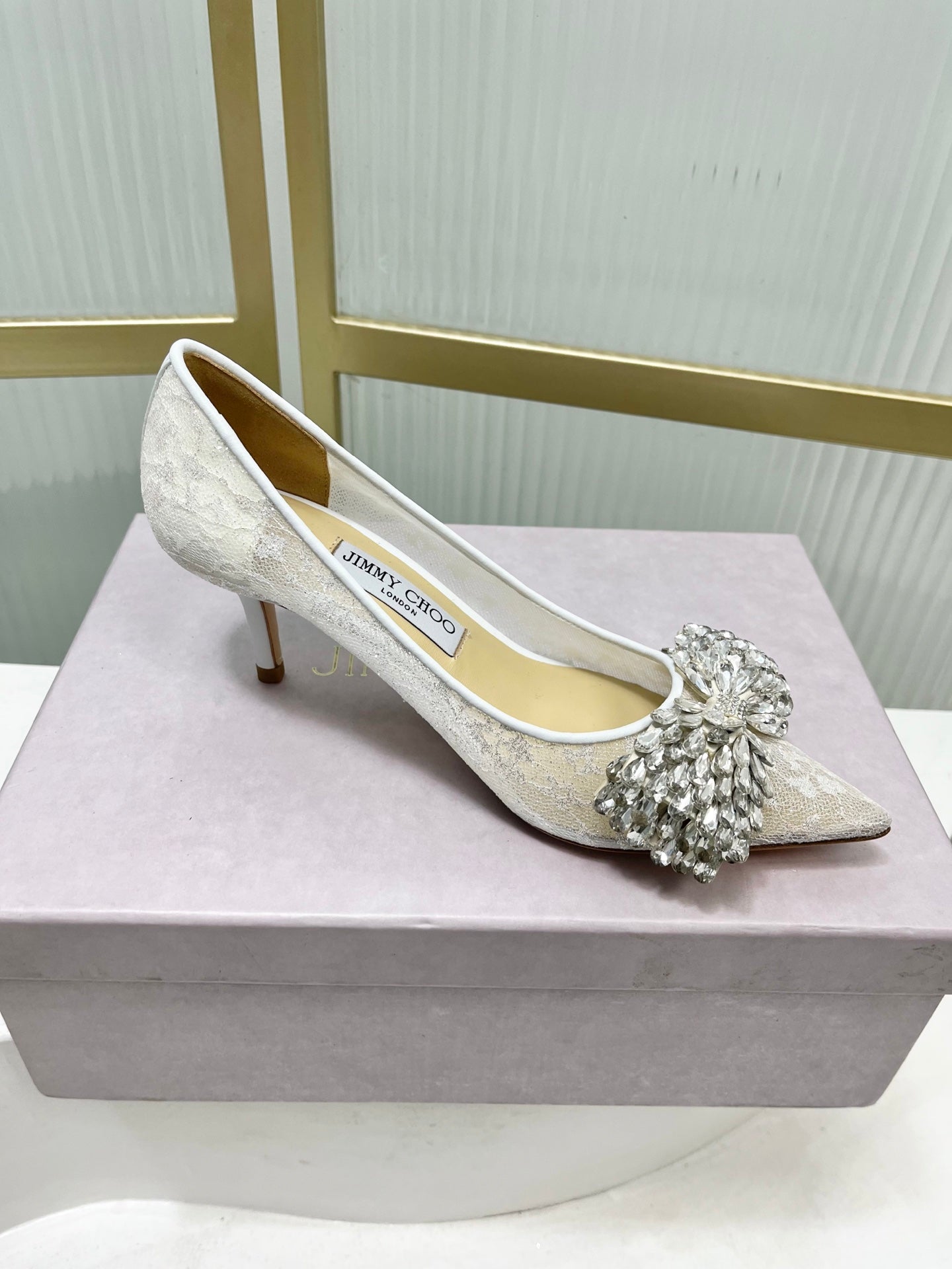 Jimmy 26s High Heels 65 White Imported Lace Sheepskin 605984