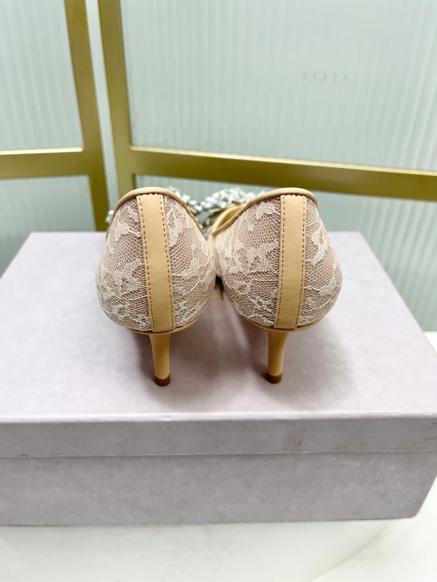Jimmy 26s High Heels 65 Beige White Imported Lace Sheepskin 605987